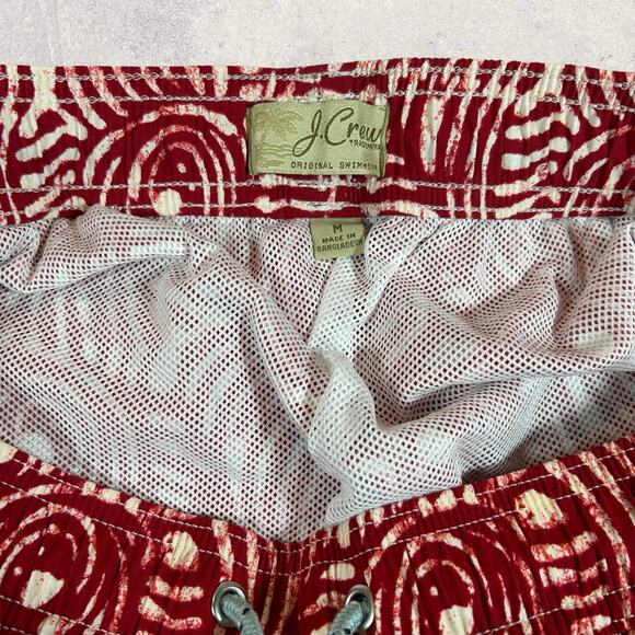 J Crew Stretch Swim Trunk in Red White Print Men’s Medium - NEW - Picture 3 of 8